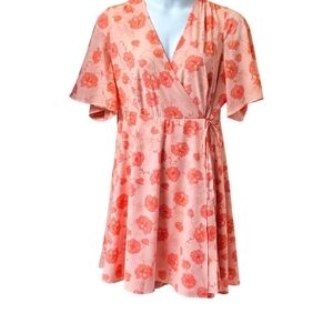 TORRID Size 20 Floral Peachy / Pink  Georgette faux wrap midi dress